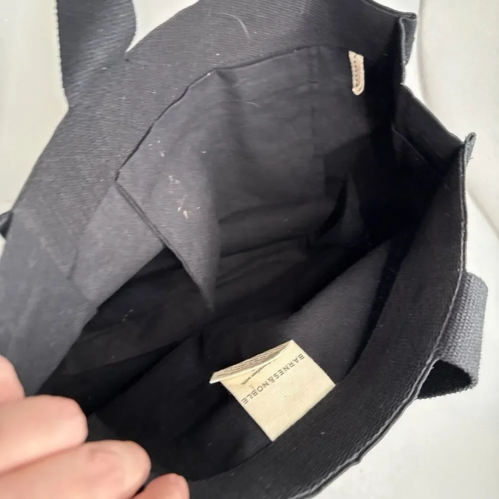 Barnes & Noble Black & Gold Tote Bag Organic Cotton Reusable NEW 15